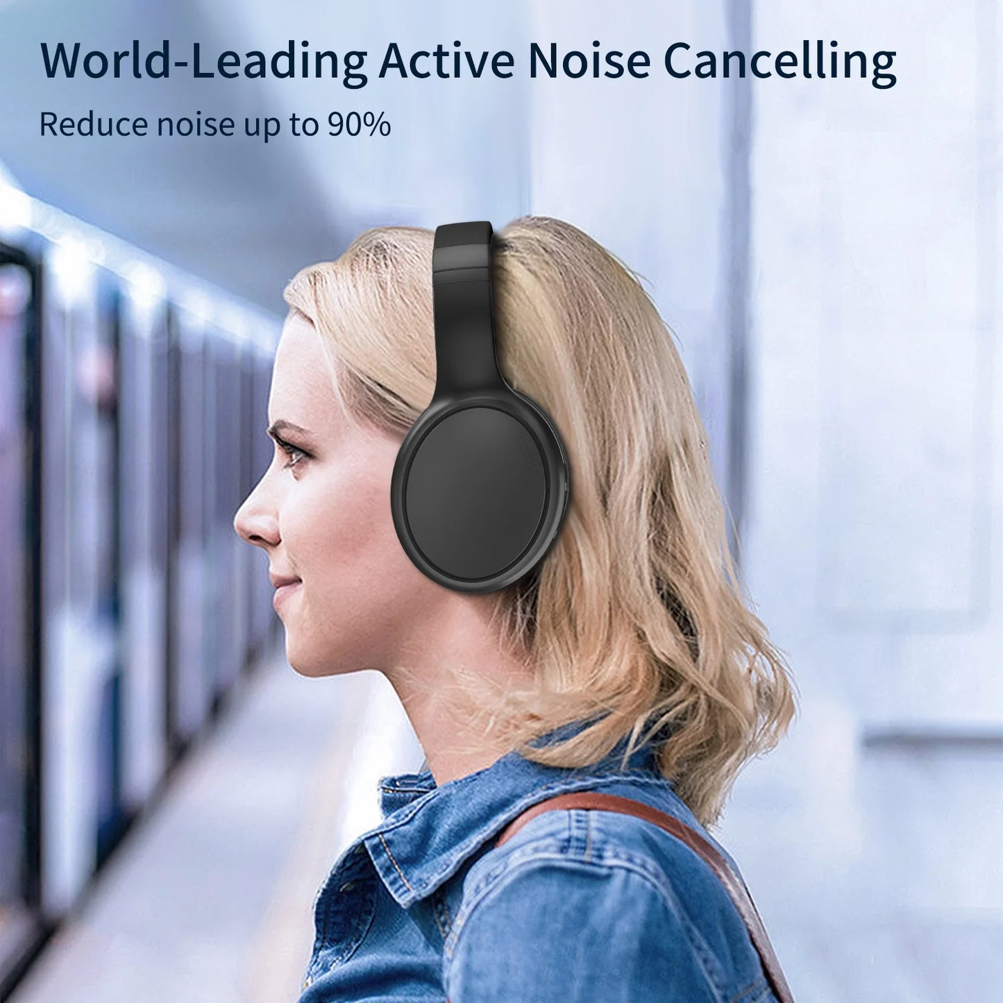 Active Noise Cancelling Headphones, Bluetooth Wireless Headphones, over Ear Bluetooth Headphones with Clear Calls, Deep Bass, Comfortable Fit,Multipoint Connection,For Talk/Music/Work