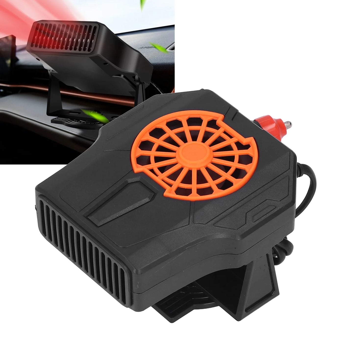 Car Heater, 24V Portable Windshield Defrosting Electric Heater Fan,Fast Heating with Cigarette Lighter Plug,360 Degree Rotary Base Cooling Fans