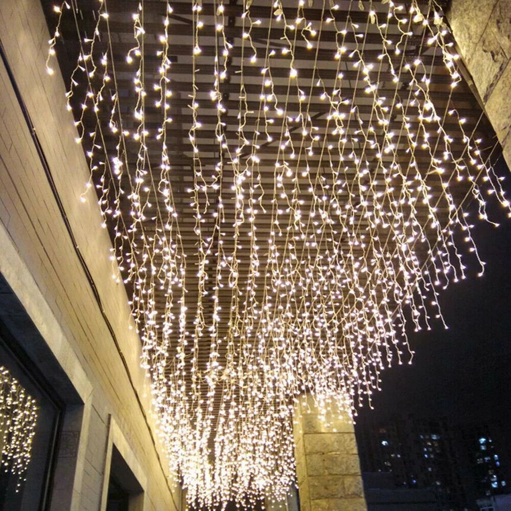 Christmas Lights, 13FT Extendable LED String Lights,Waterproof Outdoor Fairy Lights Curtain Lights Icicle Lights for Christmas Garden Patio Party Decoration