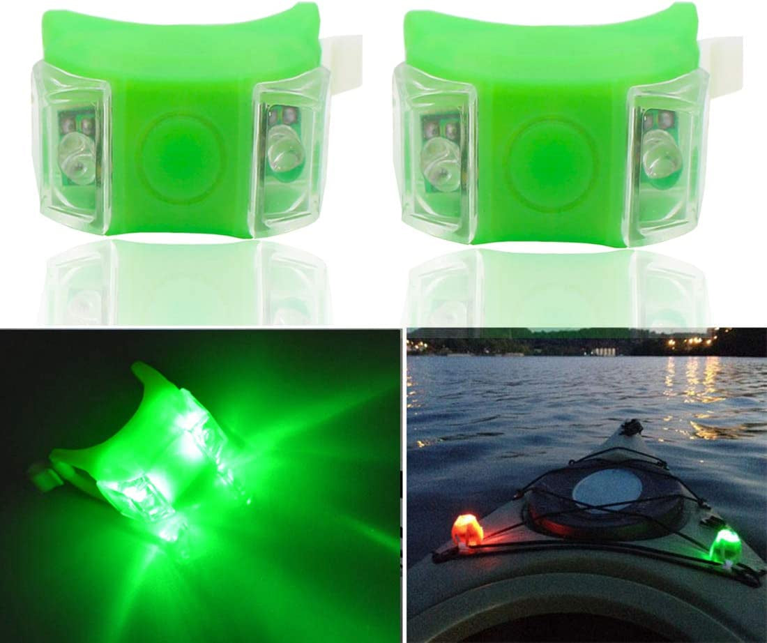 2Pcs Boat Kayak Battery Navigation Lights Safety Lights Boat Bow Lights Stern Lights Bike Lights Pet Lights Night Running Lights with 3 Modes (Green)