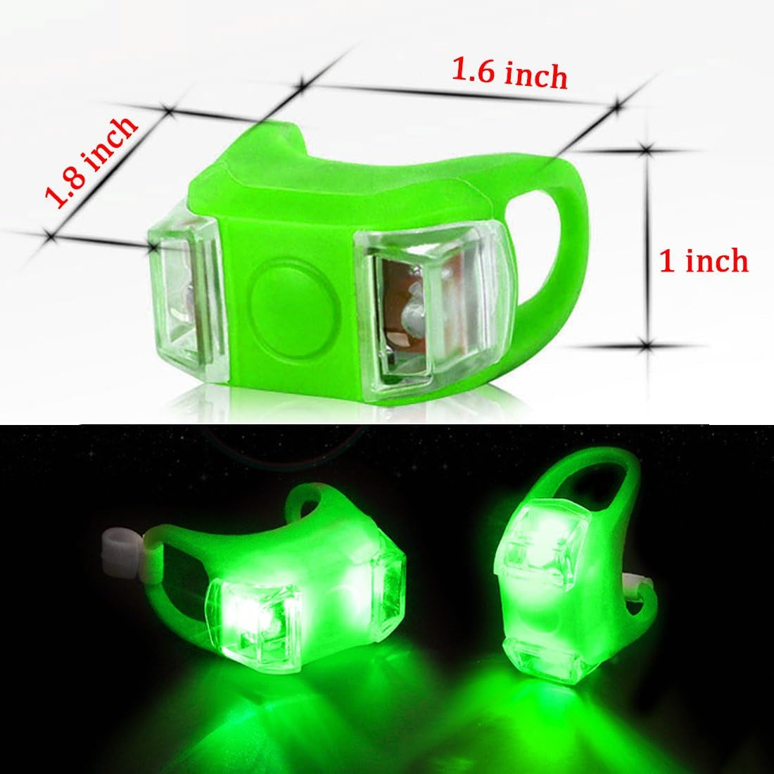 2Pcs Boat Kayak Battery Navigation Lights Safety Lights Boat Bow Lights Stern Lights Bike Lights Pet Lights Night Running Lights with 3 Modes (Green)